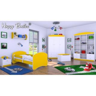 Dětská postel Happy Babies se zábranou Žlutá 140x70
