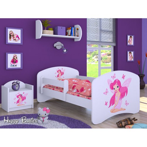 Dětská postel Happy Babies se zábranou Bílá Víla 180x90