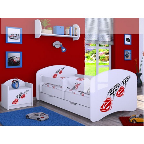 Dětská postel Happy Babies se zábranou Závodní auta II 160x80