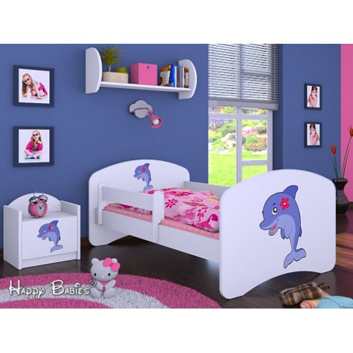 Dětská postel Happy Babies Bílá se zábranou Delfín 160x80