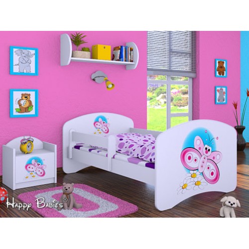 Dětská postel Happy Babies se zábranou Bílá Motýlek 160x80