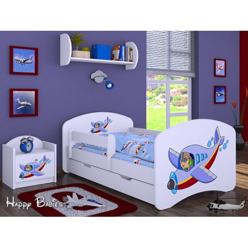 Dětská postel Happy Babies Bílá se zábranou Pilot 160x80