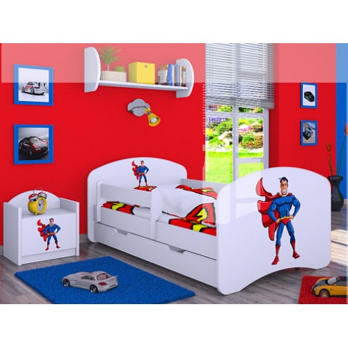 Dětská postel Happy Babies Bílá se zábranou Superhrdina 180x90