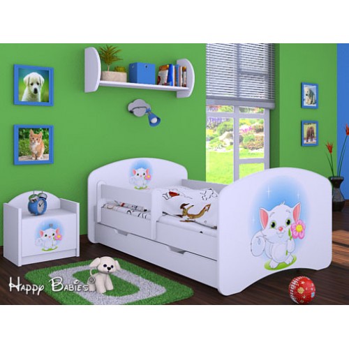Dětská postel Happy Babies Duo Bílá s přistýlkou 58 180x90