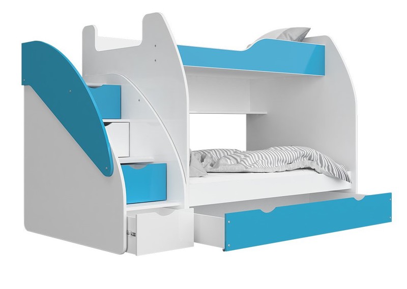 Dětská patrová postel s úložným prostorem LEA  modrá 200x120