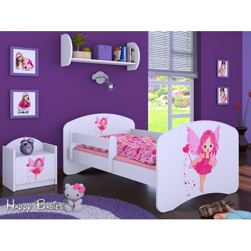 Dětská postel Happy Babies Bílá se zábranou Víla 140x70