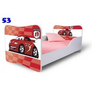 Dětská postel Adam Bílá závodní auto červená 160x80