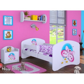 Dětská postel Happy Babies se zábranou Bílá Motýlek 180x90