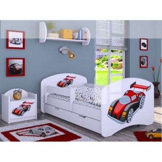 Dětská postel Happy Babies se zábranou Závodní auto 180x90