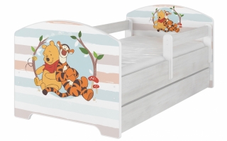 Dětská postel Babyboo Bílá Medvídek PÚ proužek 140x70 