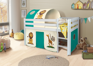 Happy Babies Vyvýšená postel s domečkem bílá Safari 200x90