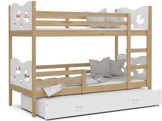 Happy Babies patrová postel pro 3 děti 190x80 přírodní