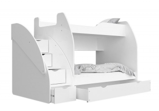 Dětská patrová postel s úložným prostorem LEA  bílá 200x120