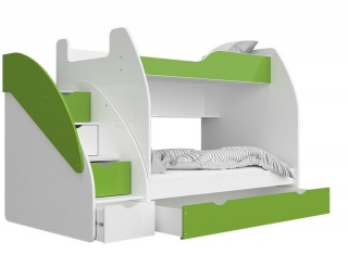 Dětská patrová postel s úložným prostorem LEA  zelená 200x120