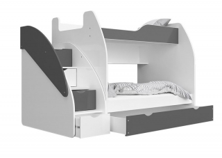 Dětská patrová postel s úložným prostorem LEA  šedá 200x120