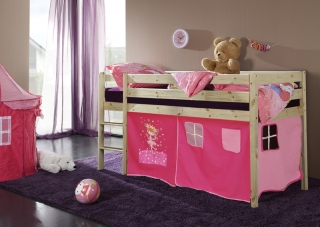 Happy Babies Vyvýšená postel s domečkem přírodní růžová 200x90